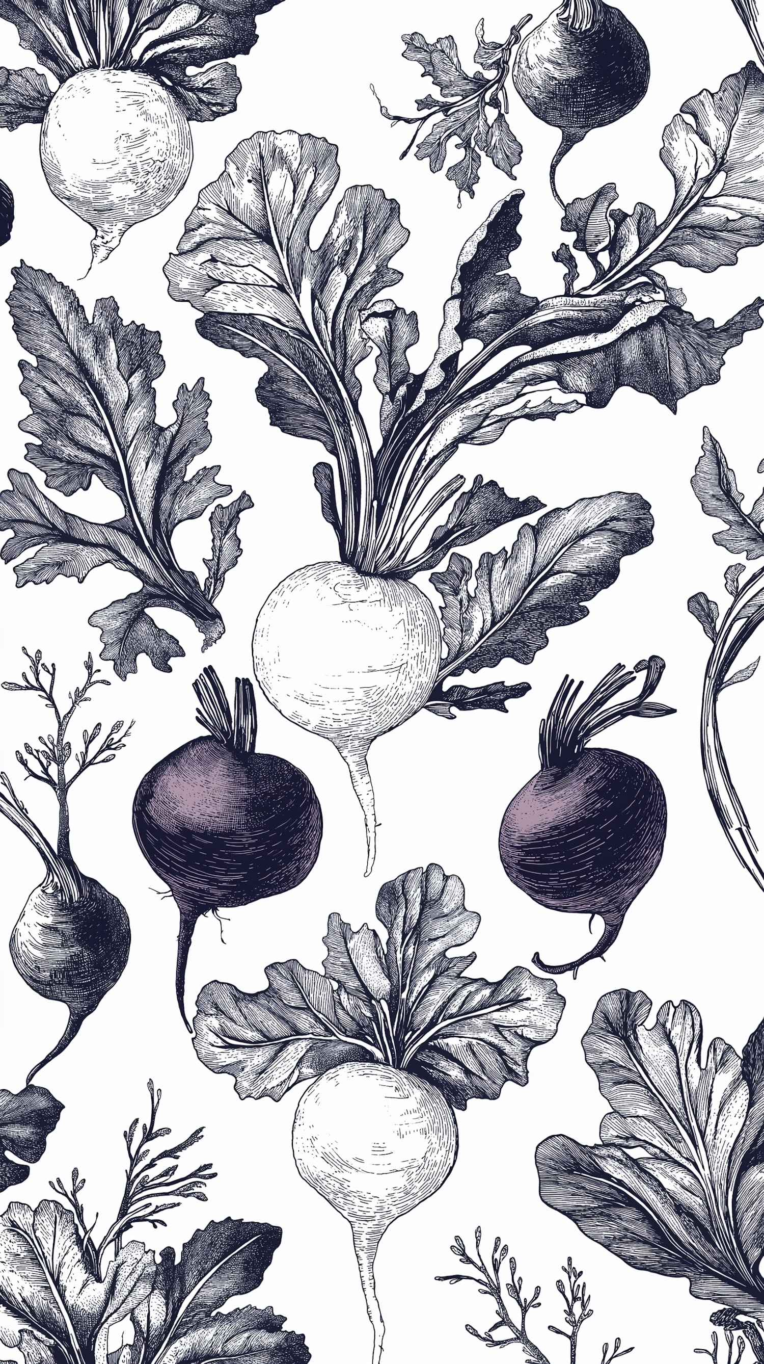 Monochromatic Root Vegetables Illustration