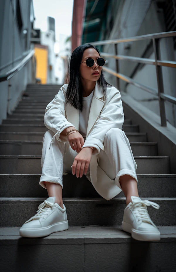 Urban Chic: Monochromatic Style with a Pop of Red