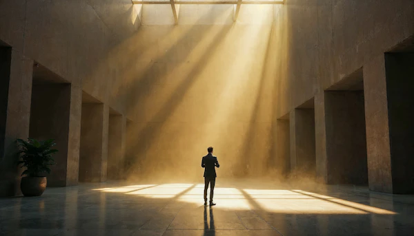 Man in Minimalist Space