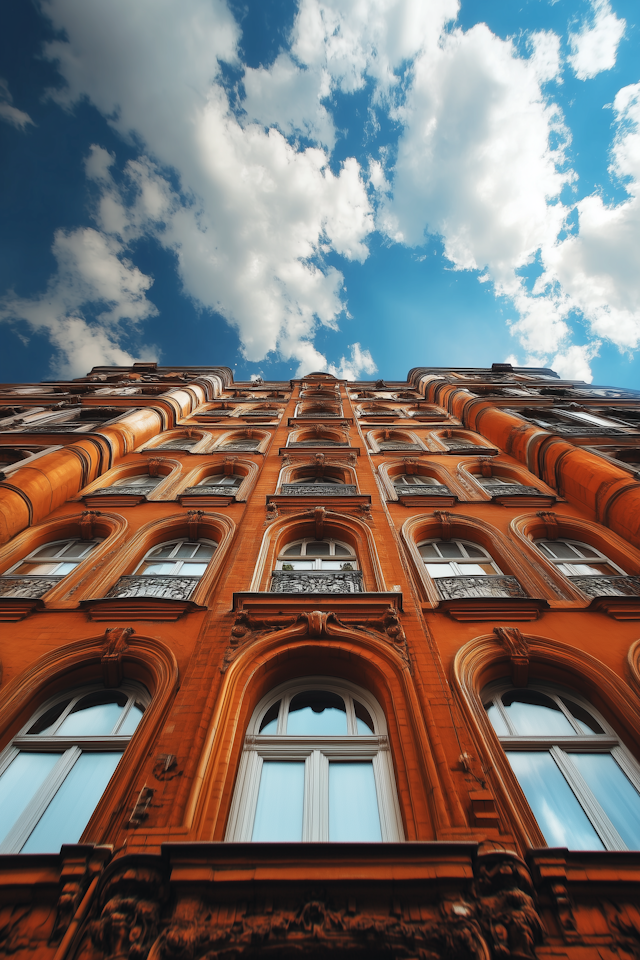 Ornate Building with Orange Facade