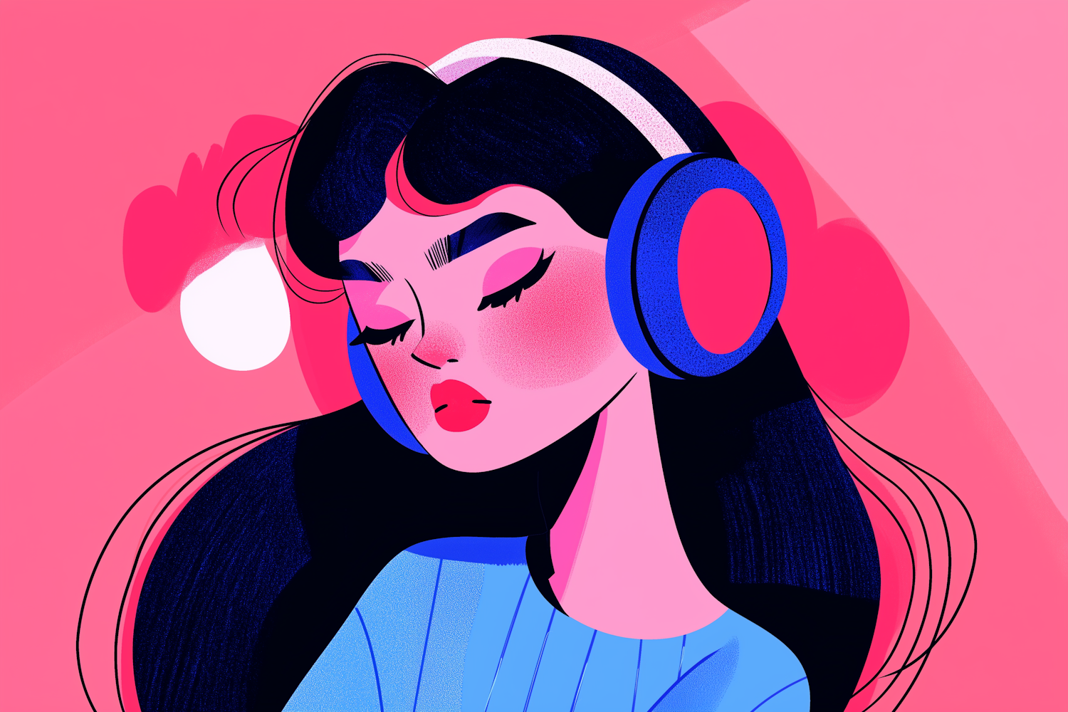 Serene Music Enjoyment Illustration