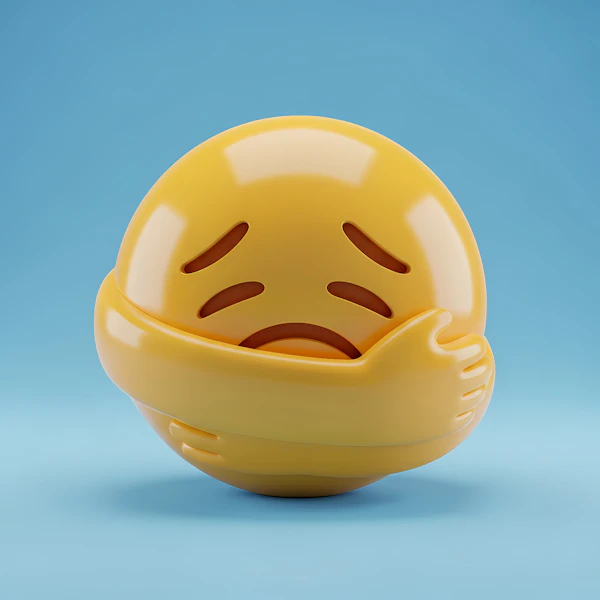 Sad Emoji Hugging Itself