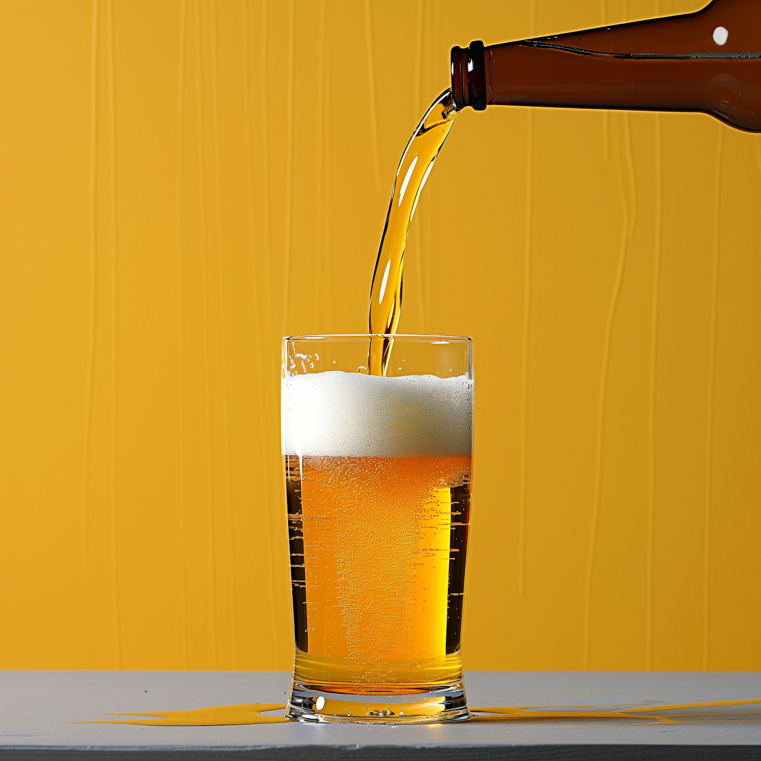 Pouring Beer with Yellow Background