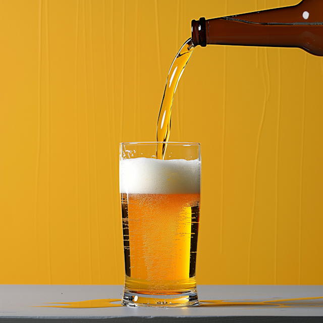 Pouring Beer with Yellow Background