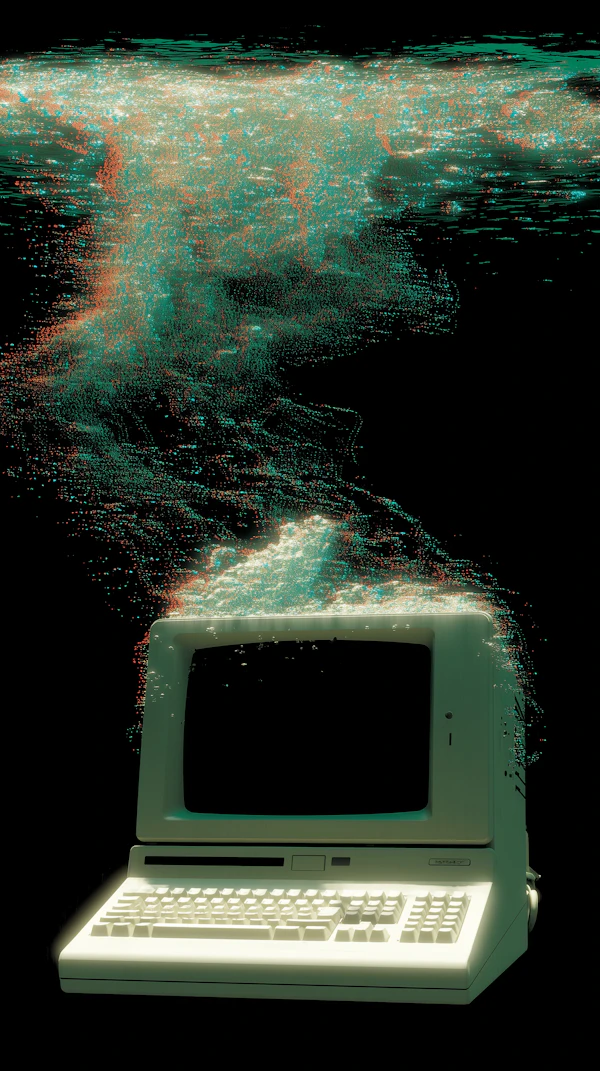 Retro Computer with Particles