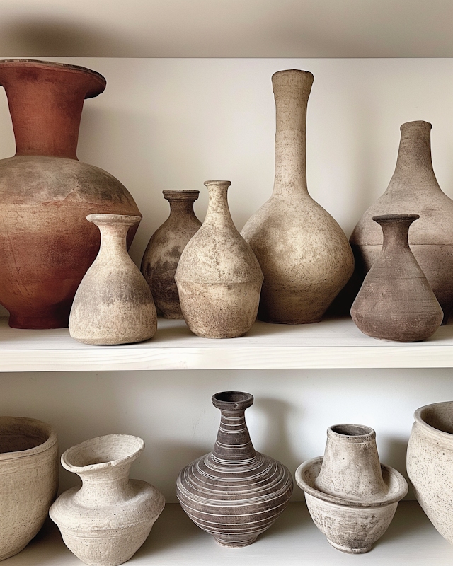 Rustic Pottery Display