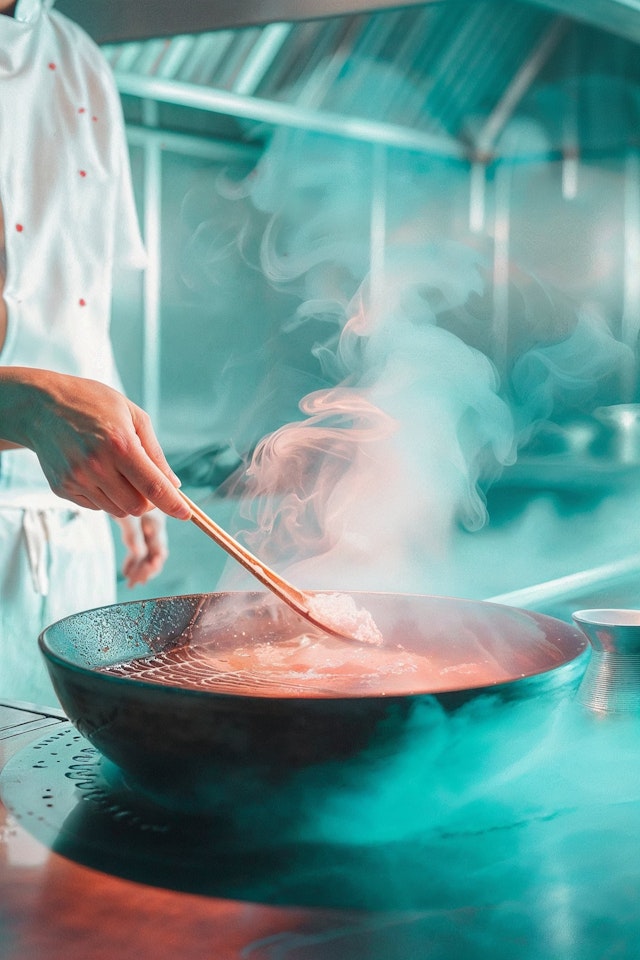 Chef at Work in a Vibrant Kitchen