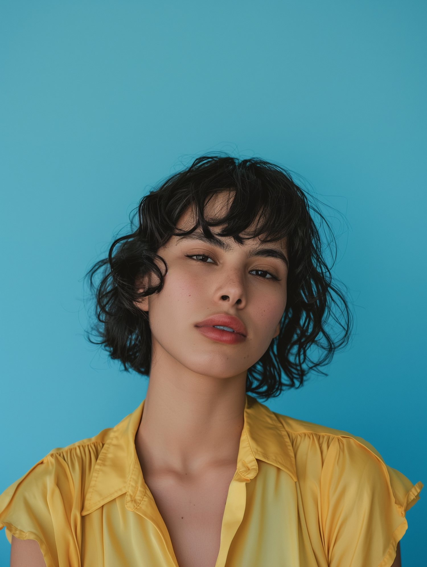 Portrait of a Young Woman with Wavy Hair