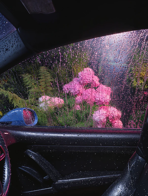 Rainy Car Window View