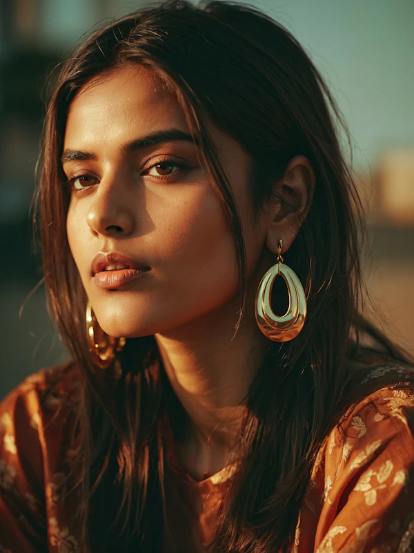 Portrait of a Woman with Gold Hoop Earrings