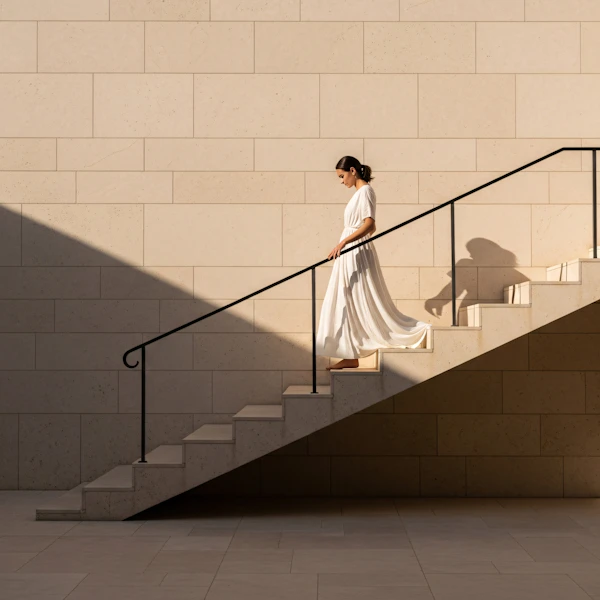 Woman on Minimalist Stairs