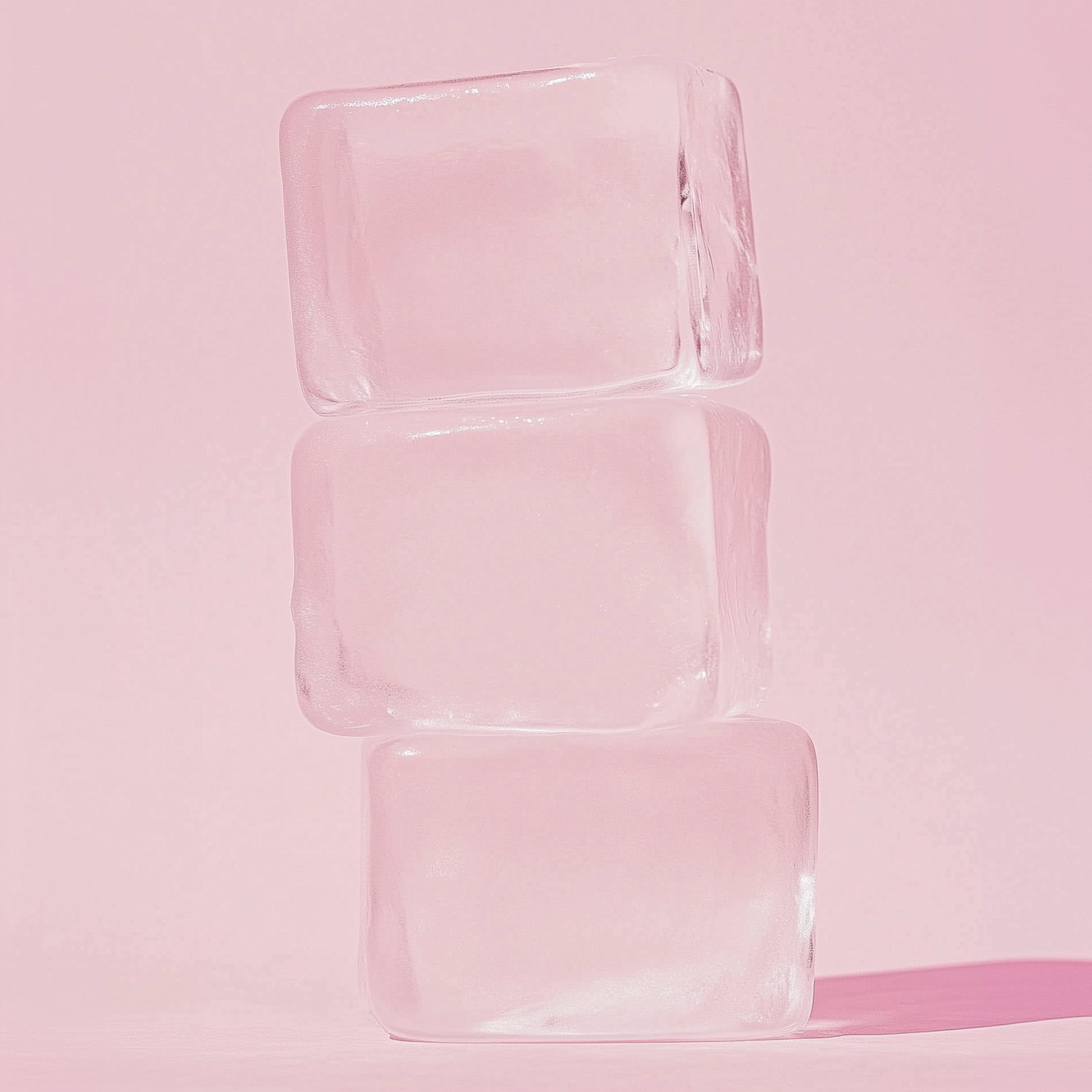 Stacked Ice Cubes on Pink Background