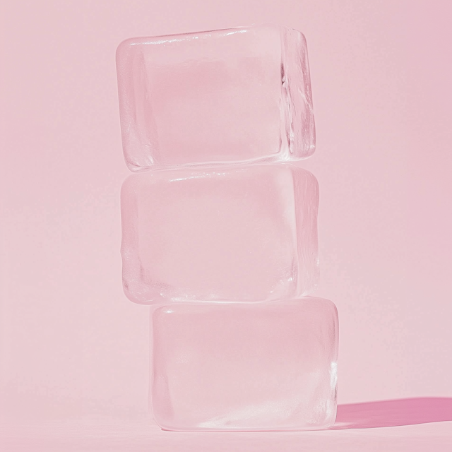 Stacked Ice Cubes on Pink Background