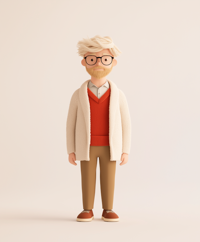 Stylized Male Character with Scholarly Look