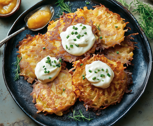 Potato Pancakes with Sour Cream and Chives