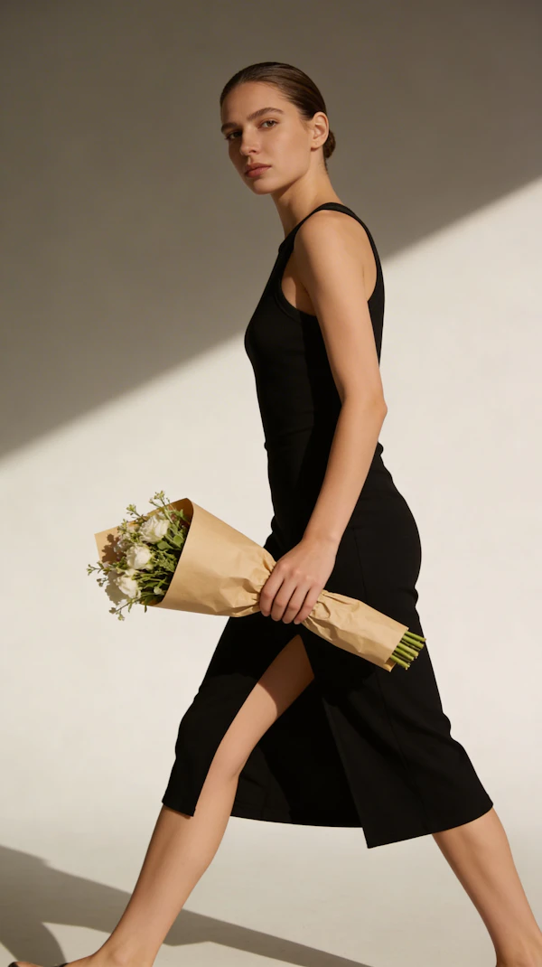 Elegant Woman with Flowers
