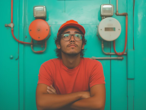 Contemplative Young Man in Red