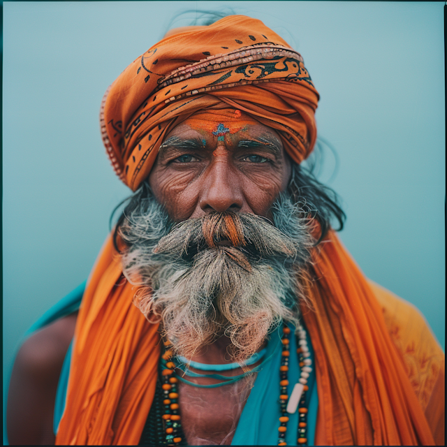 Portrait of a Man with Ornate Turban