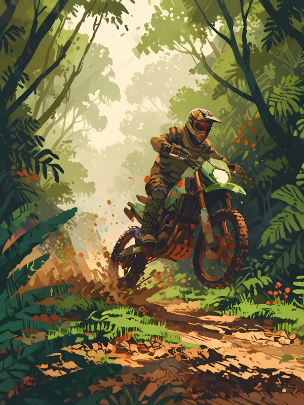 Motorcyclist in Jungle
