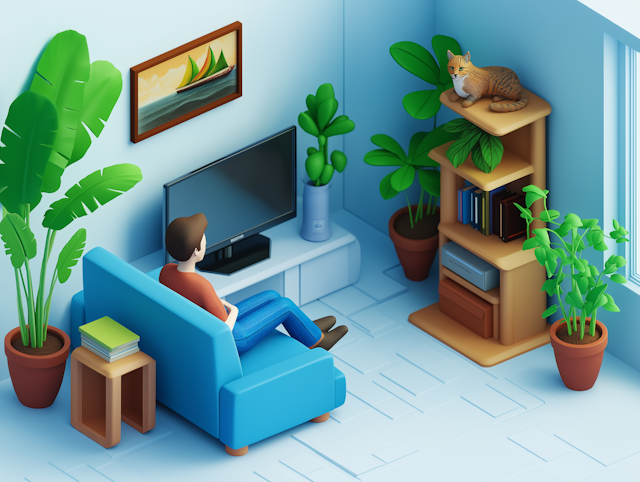 Cozy Afternoon in a Plant-Filled Living Room