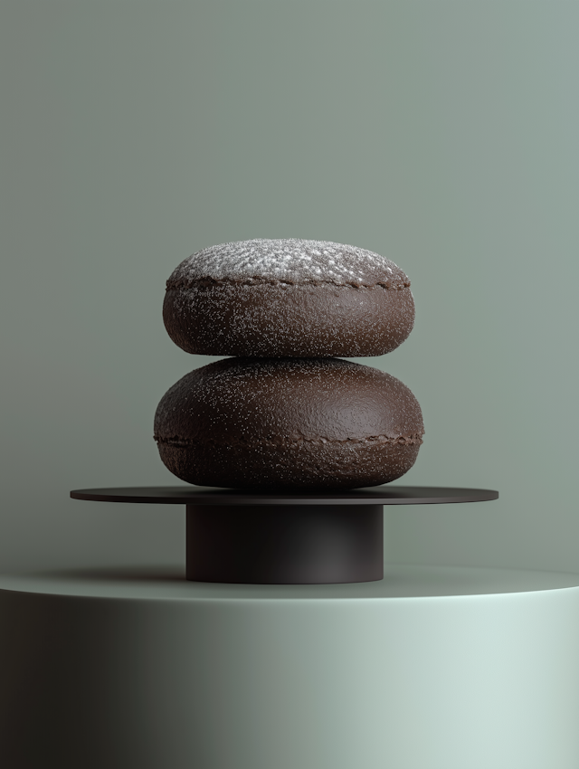 Chocolate Macarons on Pedestal