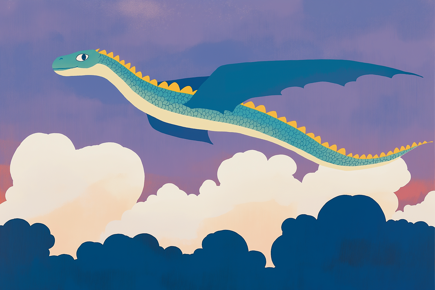 Stylized Dragon in Dreamy Sky