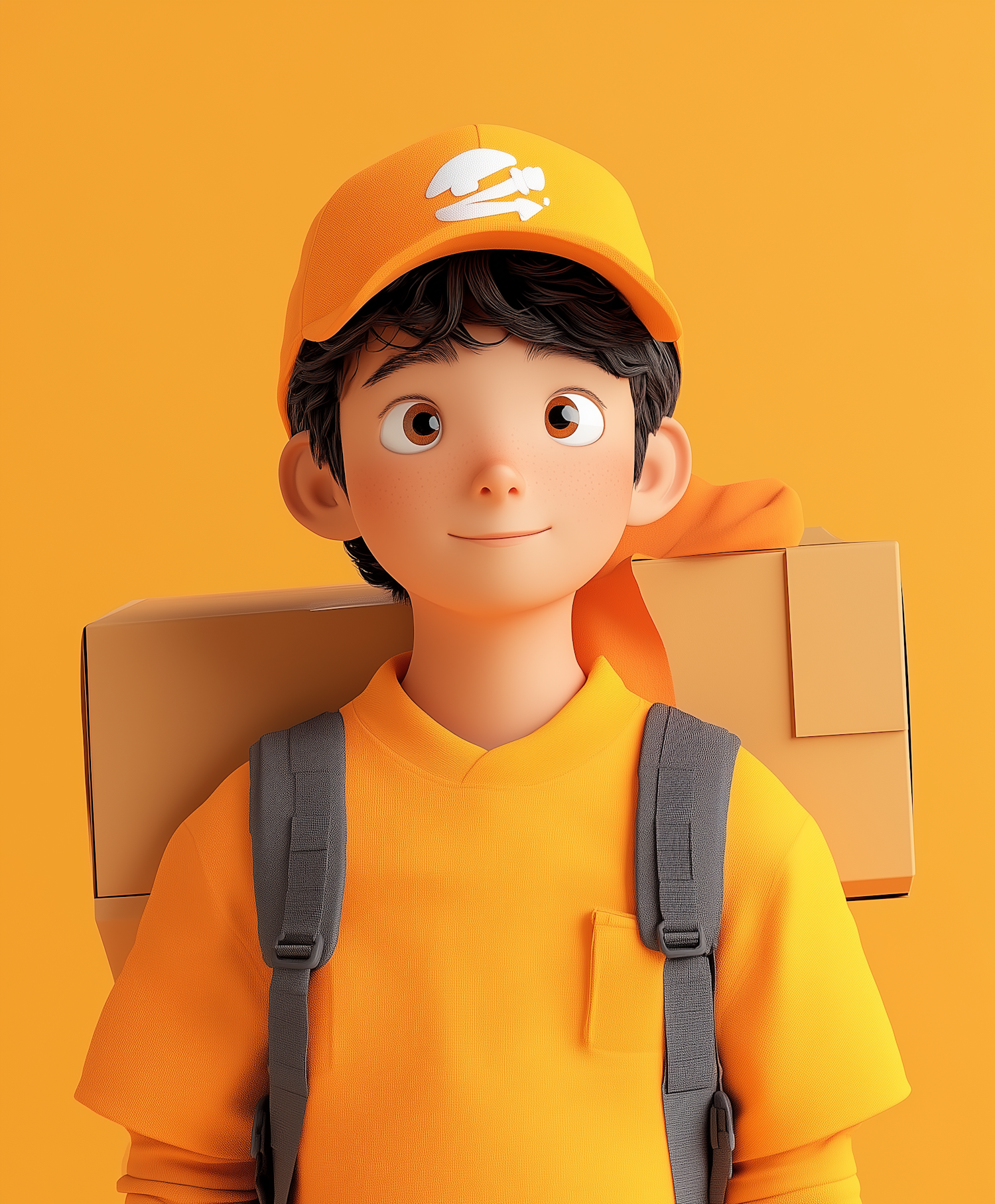 Animated Delivery Boy in Orange