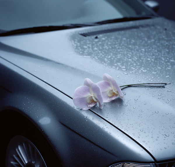 Orchids on Car Hood