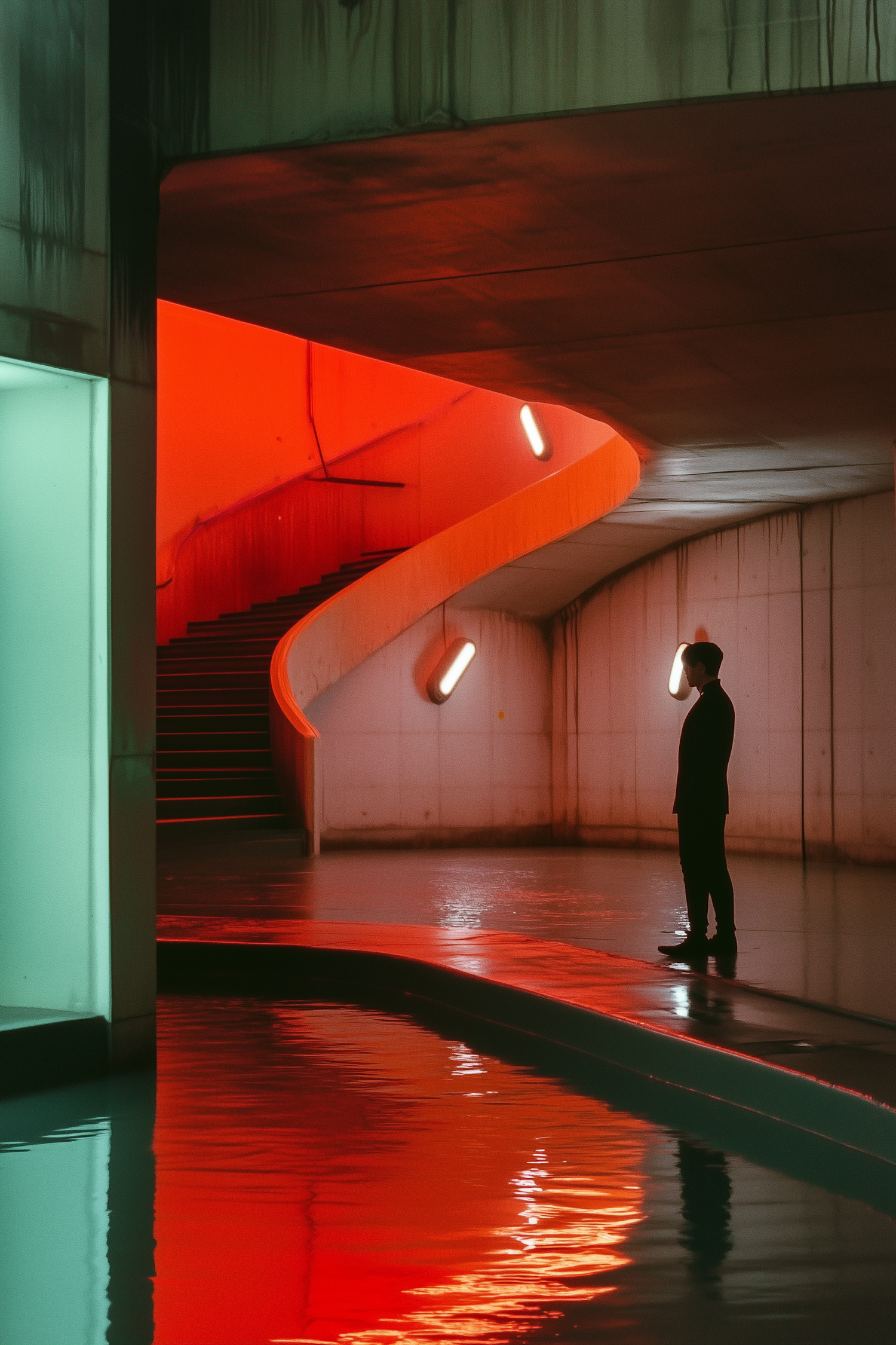 Silhouetted Figure in Modern Architecture