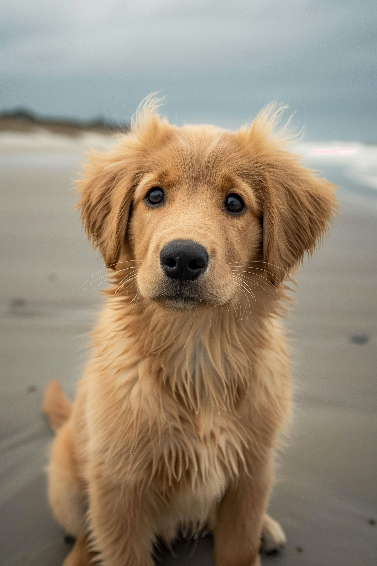 Golden Retriever Puppy on Beach