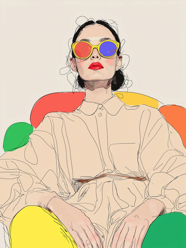 Stylized Portrait with Vibrant Sunglasses