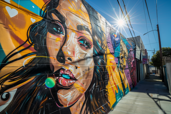 Vibrant Urban Mural of Woman's Face