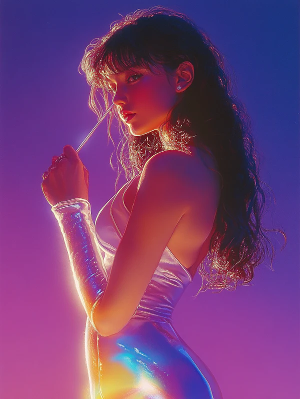 Contemplative Woman in Futuristic Setting
