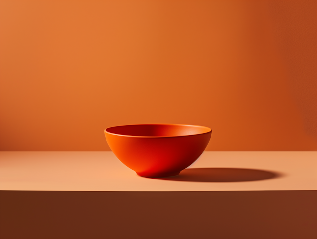 Elegant Red-Orange Bowl on Smooth Surface