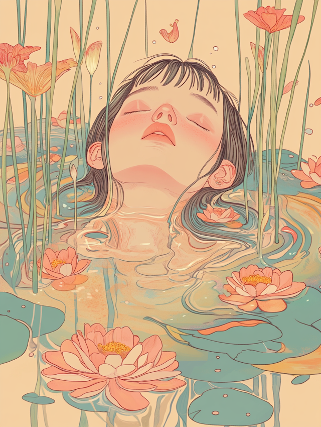 Serene Floating with Lotus