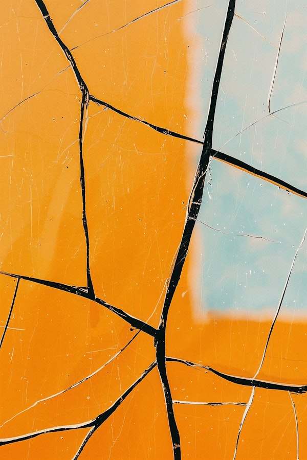 Shattered Glass Against Orange Backdrop