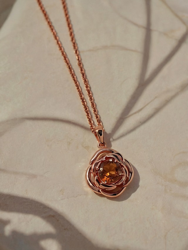 Rose Gold Necklace with Rose Pendant