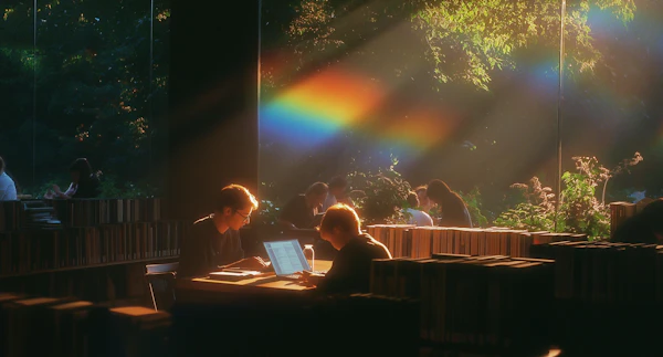 Serene Library Scene