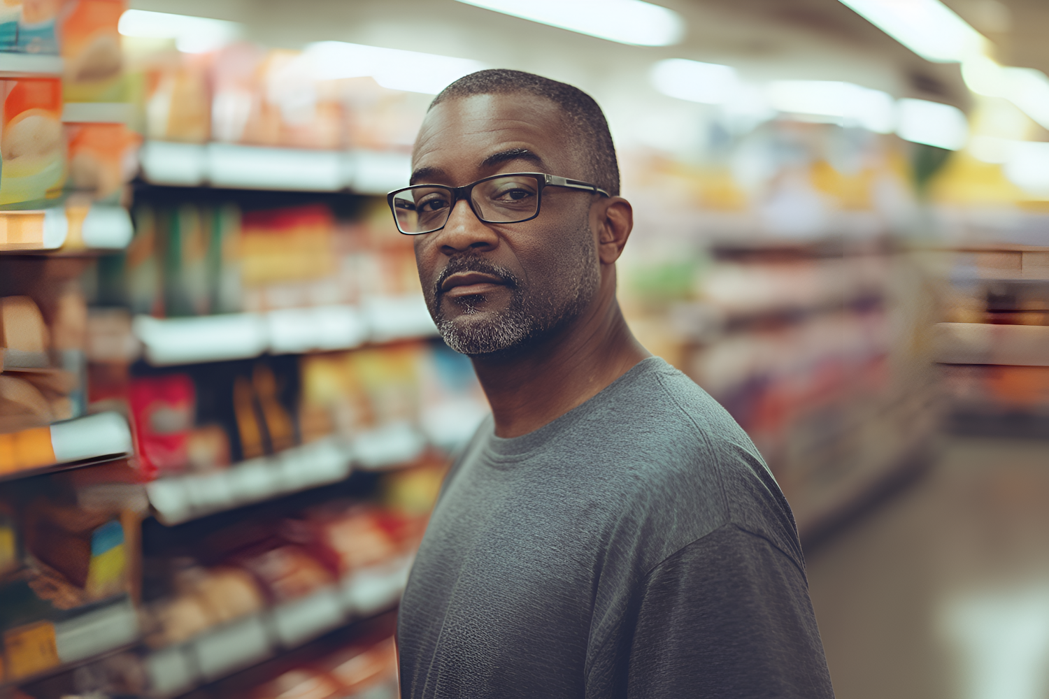 Man in Grocery Store Aisle