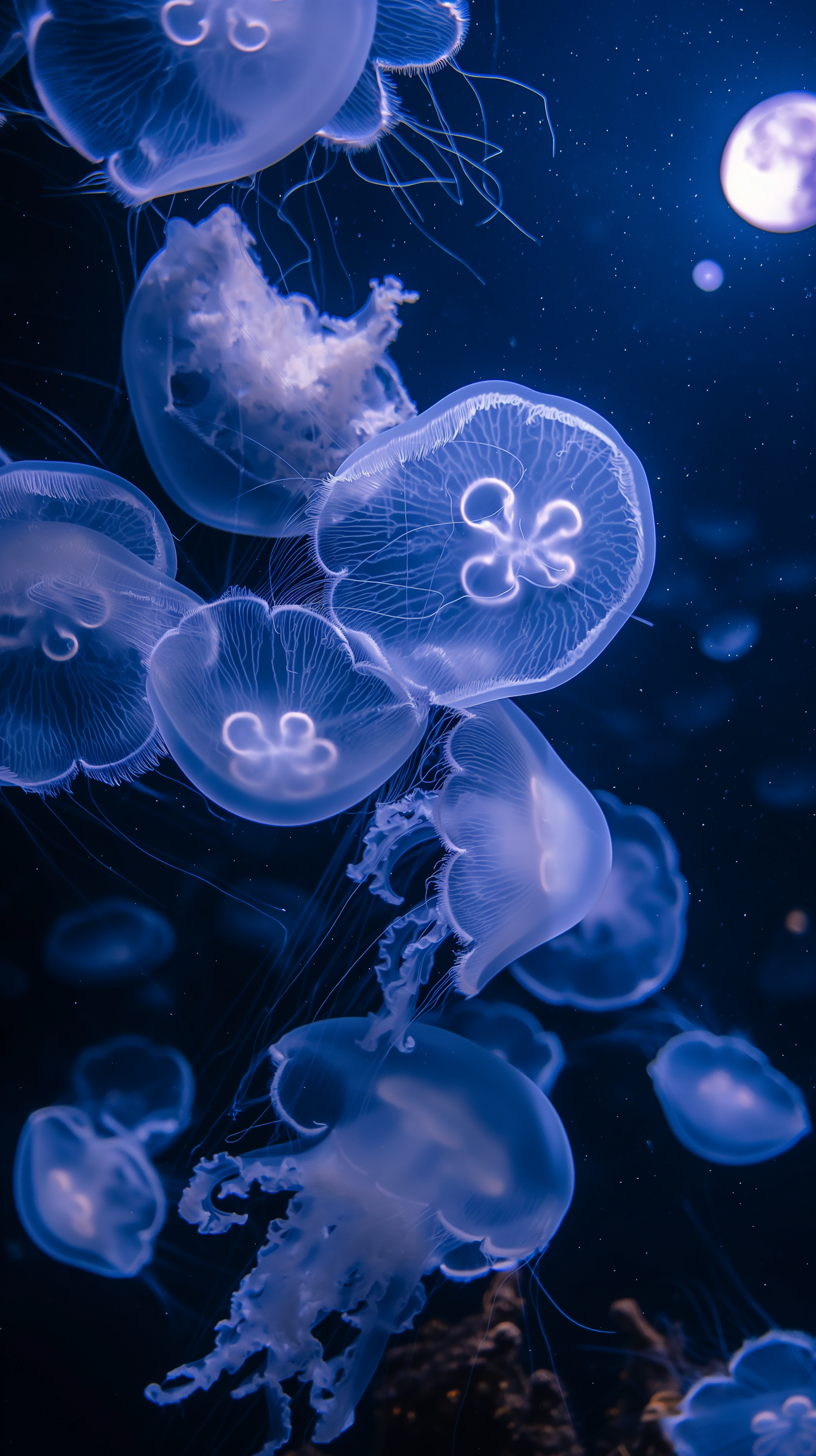 Ethereal Jellyfish in Deep Blue Sea