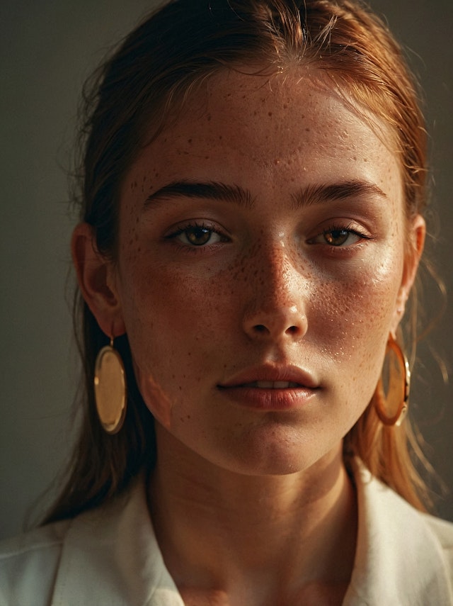 Portrait of a Young Woman with Freckles