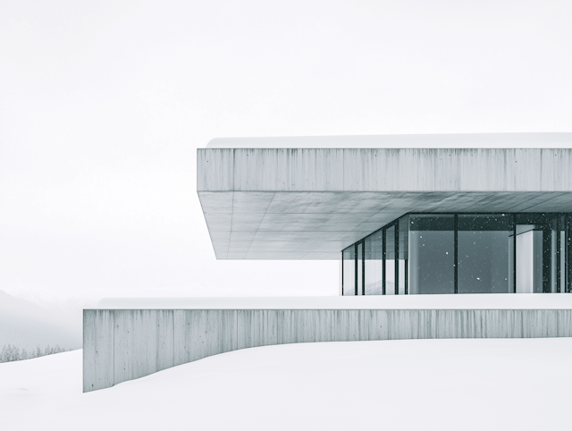 Modern Architectural Structure in Snowy Landscape