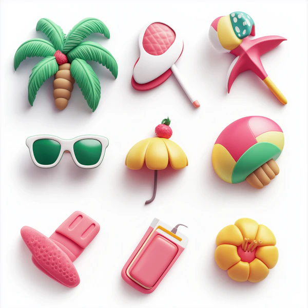 Summer 3D Icons Grid