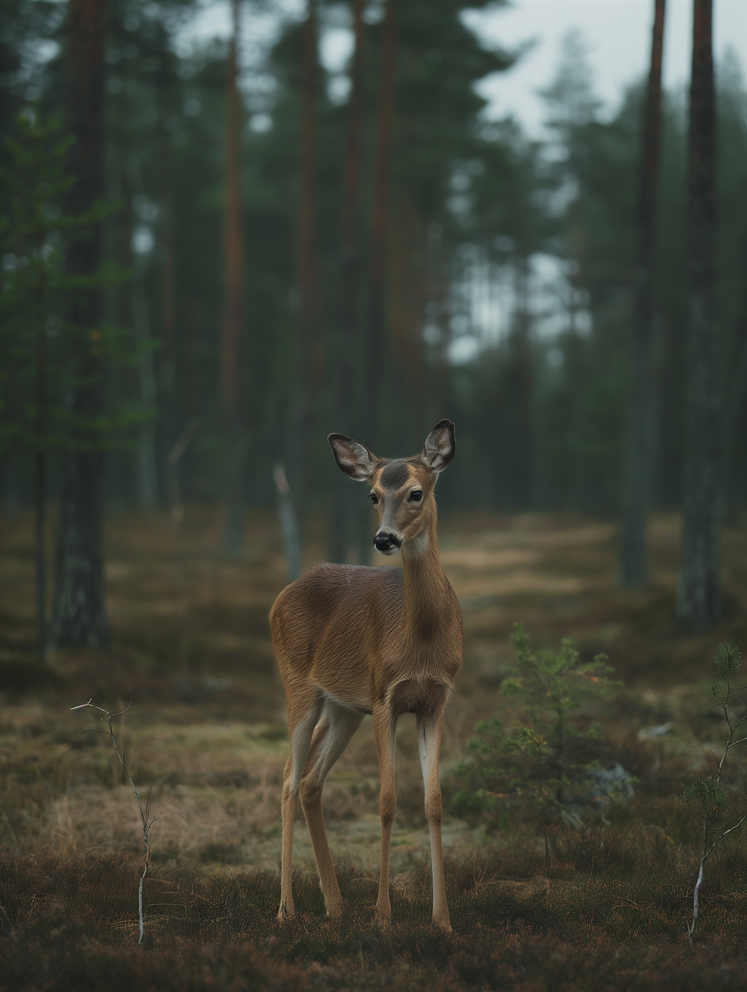 Solitary Deer in Forest Clearing