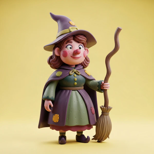 Cheerful Witch Illustration