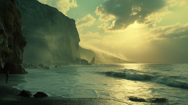 Dramatic Coastal Landscape with Solitary Figure