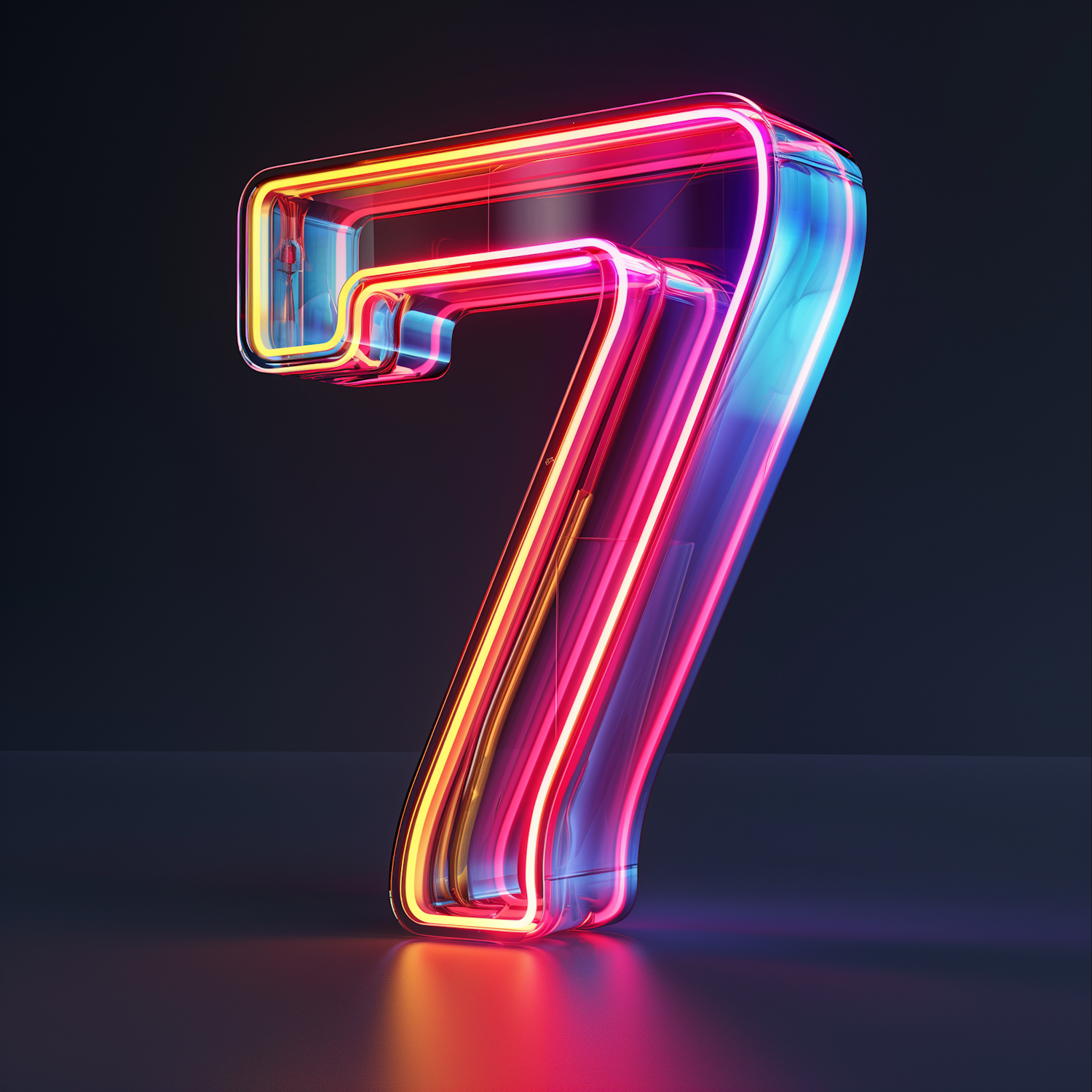 Neon Glowing Number 7