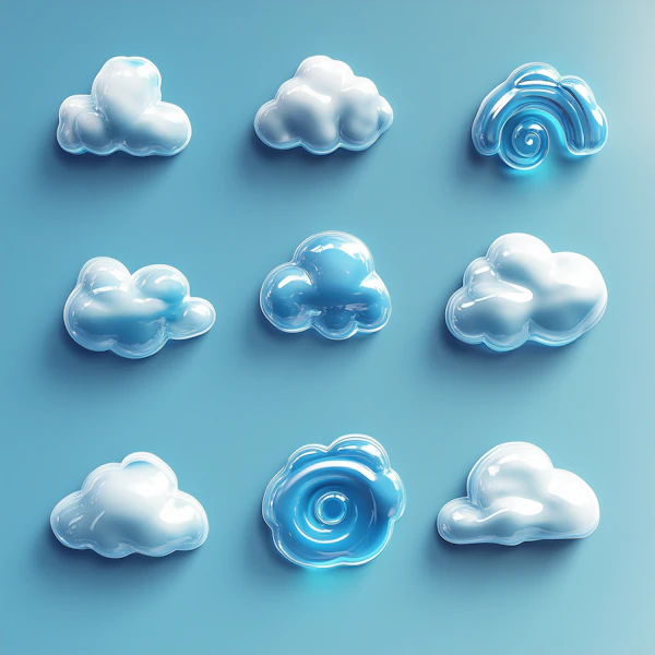 Glossy 3D Cloud Shapes