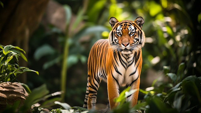 Majestic Tiger in Lush Greenery