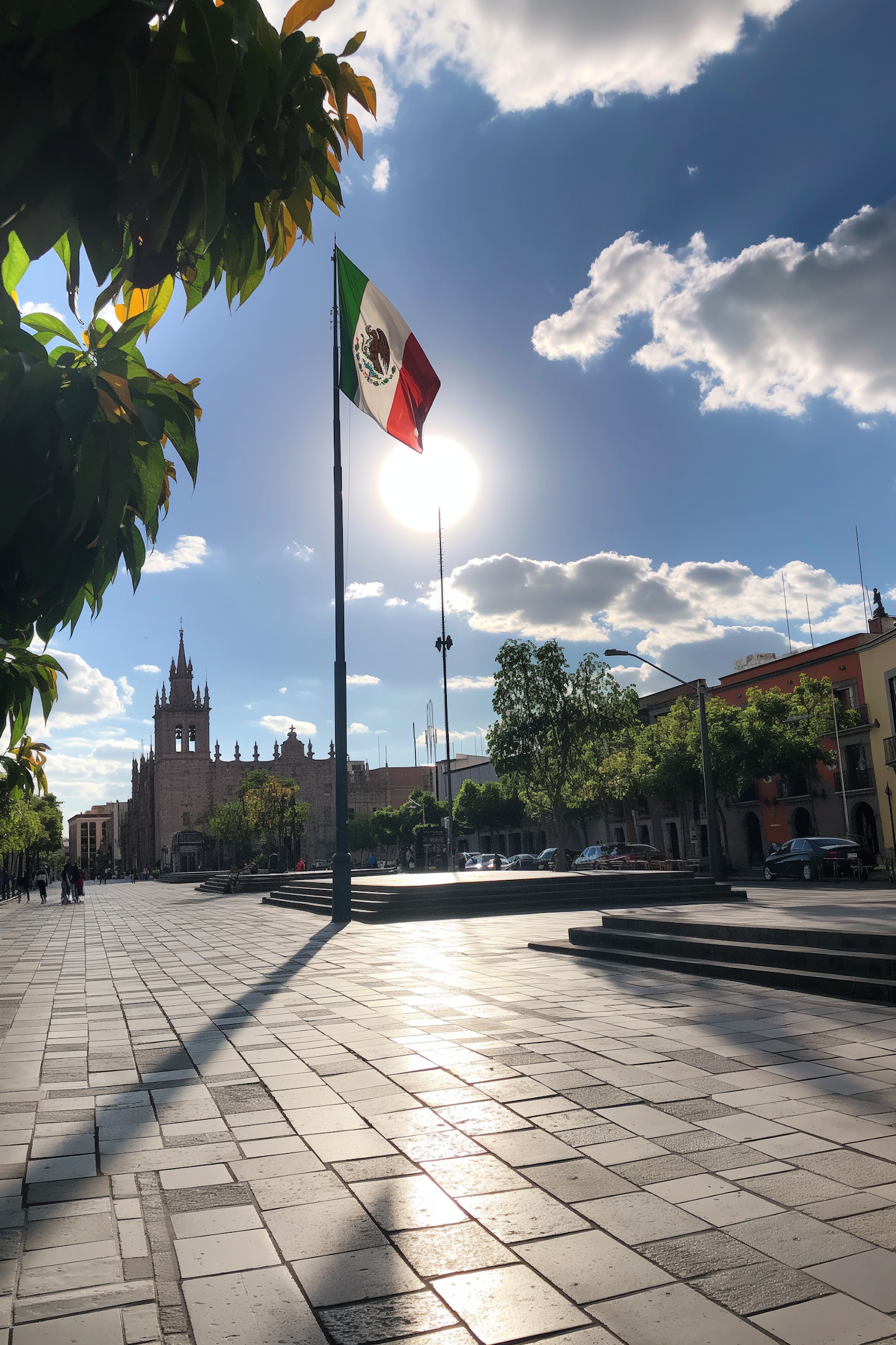 Mexican Flag on a Sunny Day